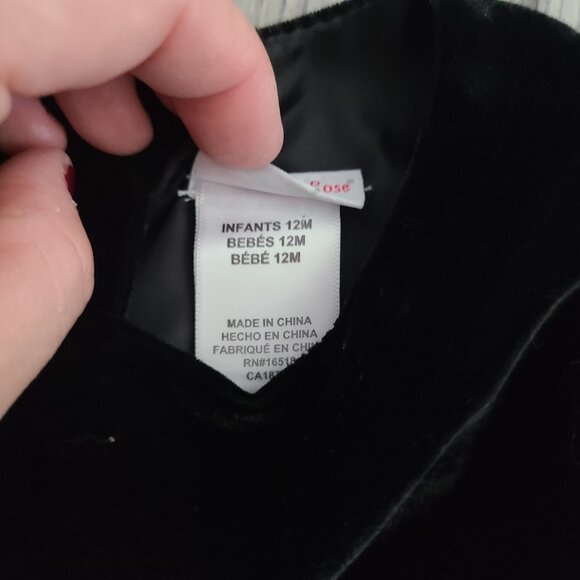 Sweet Heart Rose infant girls black and white formal velvet winter dress sz 12M - Picture 7 of 10
